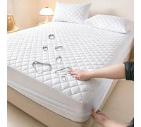 Waterproof Mattress Protector,Quilting queen fitted sheet only with Deep Pocket Full-Wrap Elastic,Soft Dirt-Proof Mattress Coverfor Adults & Dorm Living Machine Washable(White,180x220cm)