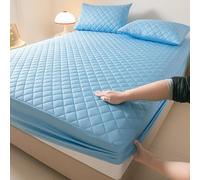 Waterproof Mattress Protector,Quilting queen fitted sheet only with Deep Pocket Full-Wrap Elastic,Soft Dirt-Proof Mattress Coverfor Adults & Dorm Living Machine Washable(Sky Blue,90x190cm)