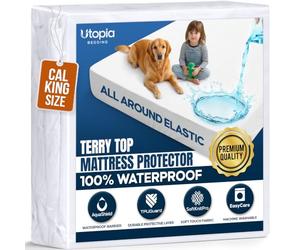 Waterproof Mattress Protector USA King California Size, Premium Terry Mattress Protector by Utopia Bedding