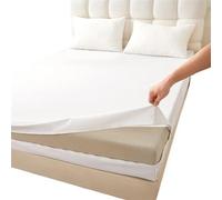Waterproof Mattress Protector Waterproof Polyester Mattress Protector Soft Comfortable Breathable Solid Color Bedding Cover Fitted With Zipper for Home(150x200x30cm)
