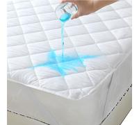 Waterproof Mattress Protector with Strap Breathable Comfortable Mattress Cover Topper Protection with Quilted Top Layer Durable Backing & Soft Cosy Filling Double (135x190+30cm)