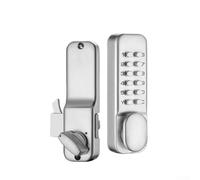 Waterproof Mechanical Combination Lock Keyless Entry Code Lockset Zinc Alloy Silent Bolt For Wooden Aluminum Wrought Iron Sliding Doors Thickness 1-6cm Silver Finish Outdoor Indoor Security Hardware