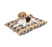 Waterproof Medium Dog Bed with Foam Cushion Mattress for Pet Comfort, Crate and Kennel Training and Orthopedic Joint Support Soft and Chunky, Washable Oxford Fabric, M, 75x55x10cm Marocco Mustard Grey