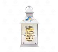 Waterproof Memorial Light Up Lantern for Graveside - Birds Flickering LED Candle with Timer, Weatherproof Remembrance Sympathy Gift or Loved Ones (Birds Lantern - Someone Special)