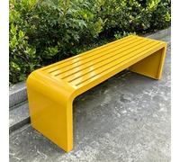 Waterproof Metal Garden Bench Modern Backless Design All-Weather Outdoor Park Seating Multicolor Patio Furniture 130cm/51.2in for Garden & Yard (Yellow)