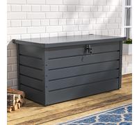 Waterproof Metal Outdoor Garden Storage Box Flat Top 350 L, Black