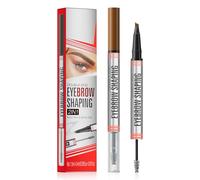 Waterproof Microblading Eyebrow Pencil & Gel Set - Natural Long-Lasting Fine Stroke 4-Fork-Tip Pen for Women, All-Day Wear, Dark Brown Shade - Magic Eyebrow Makeup Tool 2024 Upgrade