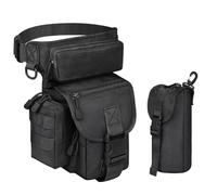 Waterproof Military Tactical Drop Leg Pouch Bag with Insulated Bottle Pouch & Adjustable Strap-Unisex(Black)