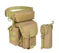 Waterproof Military Tactical Drop Leg Pouch Bag with Insulated Bottle Pouch & Adjustable Strap-Unisex(Brown)