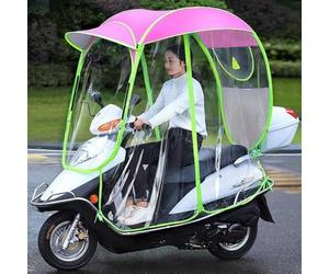 Waterproof Mobility Scooter Canopy - Universal Foldable Rain and Sun Shade Cover for Scooters, Protective Umbrella with Rearview Mirror