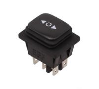 Waterproof Momentary Polarity Reverse Switch with 6 Pins and 3 Position Toggle, Center Off Spring Return, Rated 10A 250V AC and 16A 12V DC