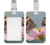 Waterproof Moth Butterfly Id Badge Holders with Breakaway Lanyard, Heavy Duty Work Card Holder, Clear Vertical, Name Tag Holder for Nurse/Teacher/Doctor/Officer/Staff