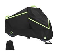 Waterproof Motorbike Cover, 300D Heavy Duty Outdoor Rainproof Dustproof Motorcycle Cover Protective Tarp with 2 Lock Holes, Reflective Strips, Windproof Buckles, 2 Handle, 240x105x125cm (L)