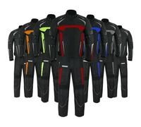 Waterproof Motorbike Suit - Motorcycle Armor 2 Piece Jacket and Protective Trouser for All Weather CE Armour for Men (Orange, S)