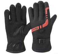 Waterproof Motorcycle Gloves Thickened Warm Lining Hard Knuckle Design Anti-Slip Palm for ATV BMX Riding Snowy Days Fit(Red)