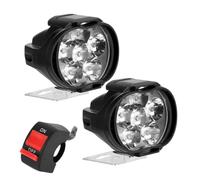 Waterproof Motorcycle Lights, Motorcycle Headlight Universal 6 LEDs Spotlights Auxiliary Front Fog Lights with Switch 2PCS, Led Motorbike Spotlights