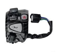 Waterproof Motorcycle Three Way Converter Switch with Clip for Driving Light Use, Fits 7/8 Inch Handlebars Suitable for Various Motorcycles (Carbon fiber)