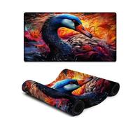 Waterproof Mousepad Colorful Psychedelic Animal Art Swan Computer Keyboard Mouse Mat 40X75cm Desk Pad with Stitched Edges Durable Non Slip Natural Rubber Base