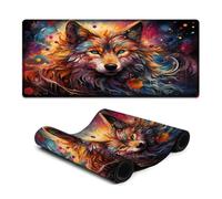 Waterproof Mousepad Fantasy Wolf Painting Computer Keyboard Mouse Mat 40x90cm Desk Pad with Stitched Edges Durable Non Slip Natural Rubber Base