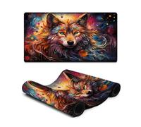 Waterproof Mousepad Fantasy Wolf Painting Extra Large Mouse Mat 40X75cm Keyboard Pad with Non Slip Base for Home Office Computer Laptop