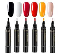 Waterproof Nail Pens Polish, 6 Colors Nail Varnish Pens, No UVGel Nails Polish Crafts Pen, Long Lasting & Quickly Removable, For Going Out, Travelling, Sports, Dating
