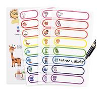 Waterproof Name Labels Stickers for Kids School Stuff, 128PCS Toddler Name Tags for Plastic Water Bottle Self Laminating, Dishwasher Safe, Baby Bottle Labels for Daycare Supplies, Daycare Labels