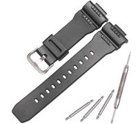 Waterproof Natural Resin Replacement Strap Compatible with Casio GW-7900 G7900 Men's Black Watch Band Wristband (Silver Clasp)