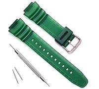 Waterproof Natural Resin Replacement Watch Band for Casio AQ- S800W SGW-300H MRW-200H AE-1200 W-800H W-735H (Semi Transparent Green)