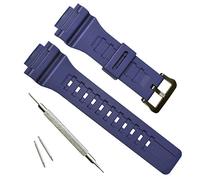Waterproof Natural Resin Replacement Watch Band for Casio SGW-300H MRW-200H AE-1200 W-800H W-735H AQ- S800W AQ- S810W (Dark Blue)