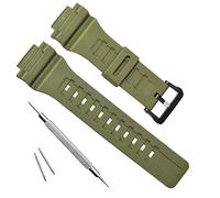 Waterproof Natural Resin Replacement Watch Band for Casio SGW-300H MRW-200H AE-1200 W-800H W-735H AQ- S800W AQ- S810W (Army Green)