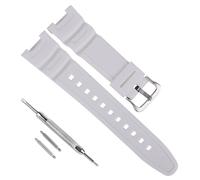 Waterproof Natural Resin Replacement Watch Band for Casio Sport SGW-100 (Sliver Buckle/White)