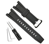 Waterproof Natural Resin Replacement Watch Strap for Casio GST-210 GST-W110 GST-W100 GST-S110 GST-S100 GST-B100 GST-S300 (Silver Buckle)