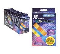 Waterproof Neon Plasters - Assorted Colour Bandages - Perfect for Kids & Active Lifestyles - 75 Piece