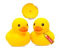 Waterproof No Squeak No Hole No Bebe Noise Kalafona 2 Pcs 3 Inch Rubber Funny Yellow Ducky Duck Bath Pool Toy Without Hole for Kid Shower Bathtub Toy Birthday Party Decor Cake Topper in Bulk