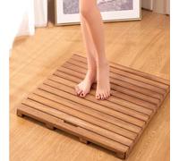 Waterproof Non-Slip Bamboo Shower Mat - Natural Wooden Bath Mat for Bathroom Kitchen & Bedroom - 65x65cm/26x26 Duck Board with Anti-Slip Feet