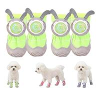 Waterproof Non-Slip Dog Boots 4-Pack - Twist-Lock Buckle & Cute Ears,Anti Slip Dog Socks,Breathable Dogs Boots Paw Protectors,Reflective Dogs Shoes for Small Medium Large (Green, 5Yards 8.0~11.0kg)