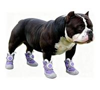 Waterproof Non-Slip Dog Boots 4-Pack - Twist-Lock Buckle & Cute Ears for Small Breeds, Rain Boots for Pets, Hardwood Floor, Outdoor Booties for Snow Hiking (Purple,One yards 1.0~2.5kg)