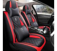 Waterproof Non-Slip Leather Car Seat Cover Pad Cushion PU Padded Full Set for Audi A3, A4, A5, A6, A7, A8, Q2, Q3, Q5, Q7(Black red,Luxury)