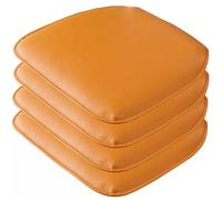 Waterproof Non-Slip Leather Chair Cushion for Kitchen & Dining Room - Easy to Clean Horseshoe Seat Pad in Orange - Available in 1/2/4 Packs Perfect for Comfort & Style