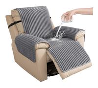 Waterproof Non-Slip Recliner Chair Cover, Quilted Recliner Slipcover That Stays in Place, Single Recliner with Elastic Straps, Washable Furniture Protector for Pets and Kids (S,Light Gray)