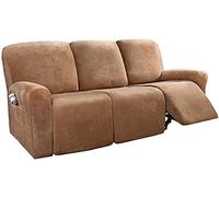 Waterproof Non slip Recliner Sofa Cover Thick Suede All inclusive Slipcover for 1/2/3 Seater Chairs Dustproof and Massage Sofa Seat Protector Leather Color 3 Seater