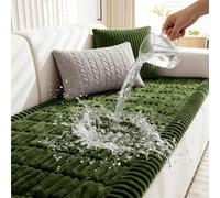 Waterproof Non-Slip Sofa Covers for 2-4 Seaters | Super Soft Thick Corduroy Pet & Kid-Friendly Couch Protectors | Dark Green 90x160cm