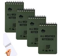 Waterproof Notebook, 4 Pack 3x5in Waterproof Notepad, Write in The Rain Notebook, 50 Page Military Mini Notebook with Lined Pages, All Weather Police Notepad for Outdoor Home Office School (Green)