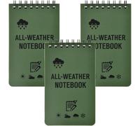 Waterproof Notebook, All Weather Pocket Notepad, Field Notes with Lined Pages, Waterproof Pocket Spiral Notepad, 100 Pages 50 Sheets for School Office Outdoor, Mini Shorthand Tactical Notebooks (3)