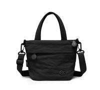 Waterproof Nylon Crossbody Bag Lightweight Multi Zipper Shoulder Purse Casual Top Handle Satchel Handbag for Women, Black, Minimalist