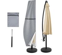 Waterproof Offset Umbrella Cover Protective Garden Canopy with Zipper Patio Umbrella Protector Size 280x30x81x46cm Grey Outdoor Furniture Cover