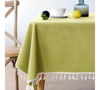 Waterproof Oil-Resistant Cotton Linen Tablecloth with Tassels Washable Solid Color Dining Cover for Kitchen Outdoor Garden Coffee Table - Premium Quality