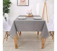 Waterproof Oil-Resistant Linen Tablecloth Multi-Color Decorative Rectangular Table Cover for Kitchen & Tea Thick Light Gray 130x260cm - Elegant Dining Essential