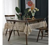 Waterproof Oilproof Embroidery Lace Tablecloth, Transparent Dining Table Cover for Rectangular Tables, 80x130cm, Elegant Home Decor, Perfect for Weddings and Parties
