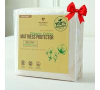 Waterproof Organic Mattress Protector Cal King - Soft Organic Cotton Top - Noiseless & Breathable 250 GSM Pad Cover - Deep Pocket Fitted Design